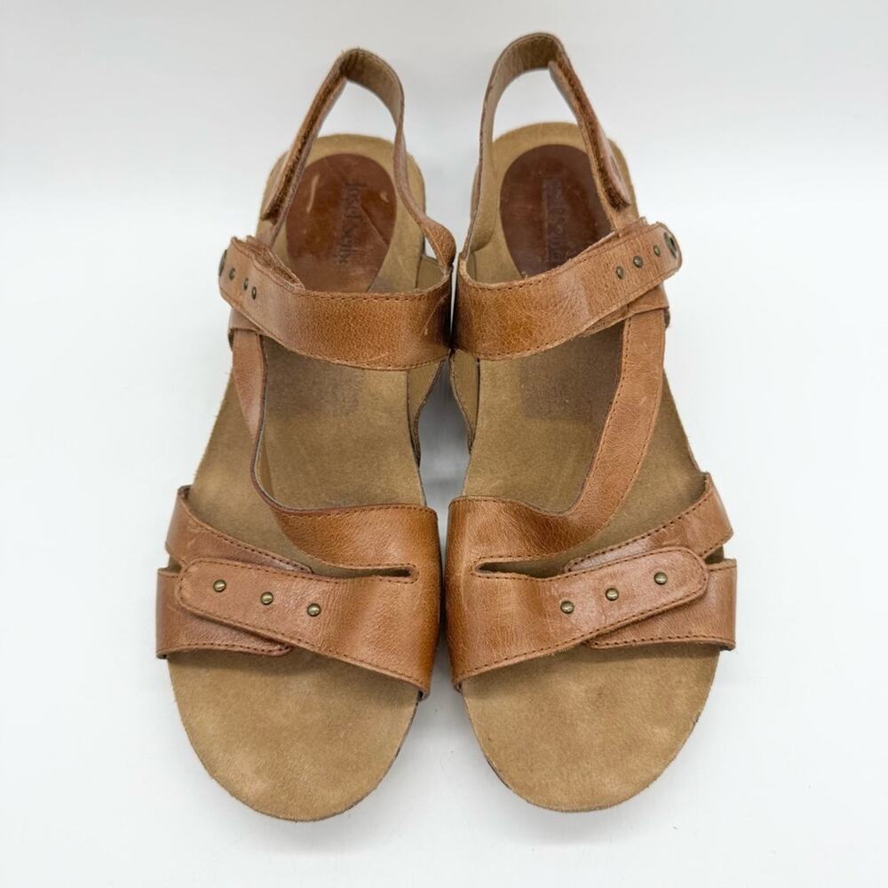 Josef Seibel Hailey 33 Strappy Hook & Loop Leather Wedge Sandals Carmel Brown 40 - Picture 5 of 12